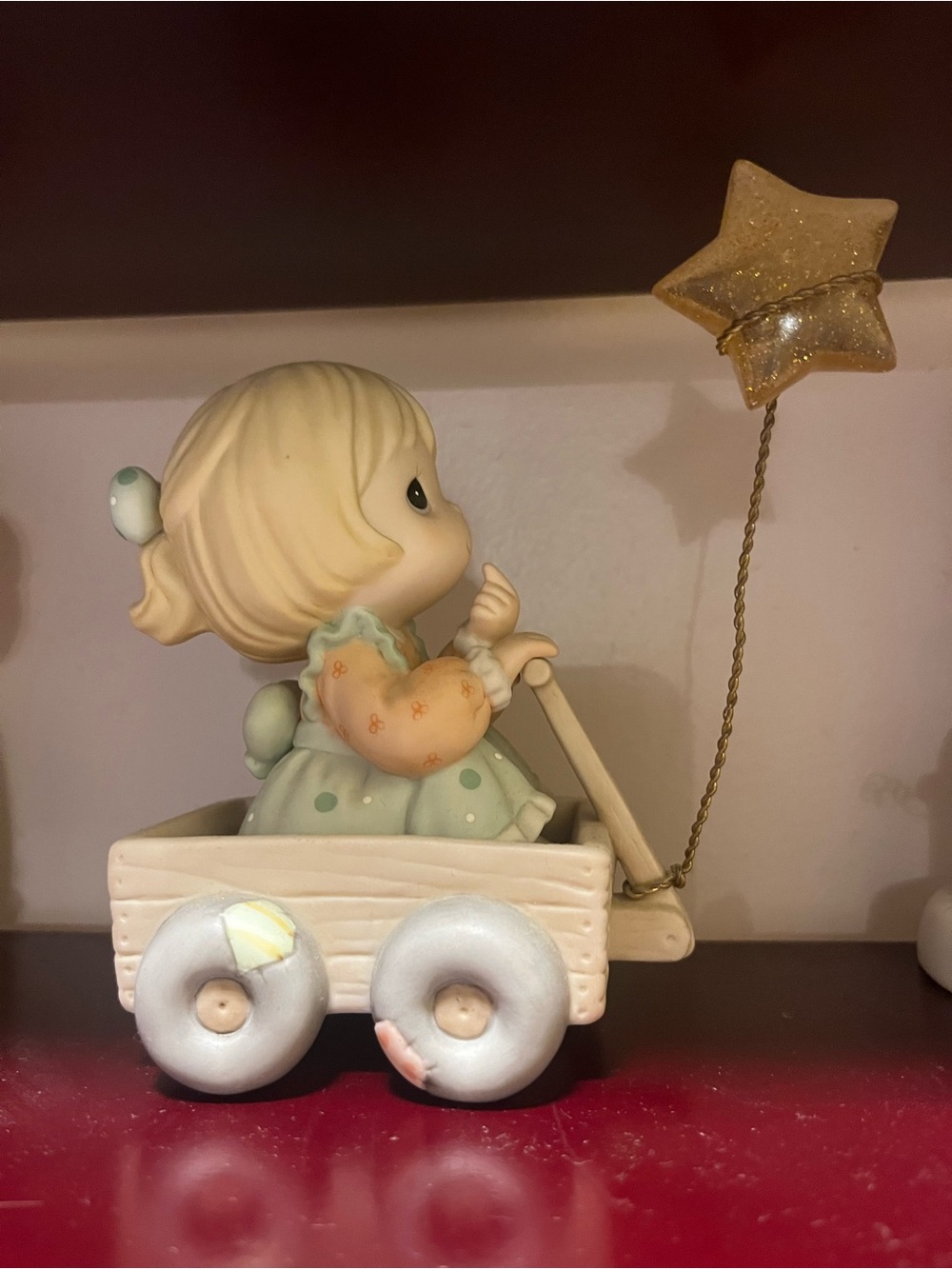 Precious Moments Girl in Wagon Figurine with Gold Star